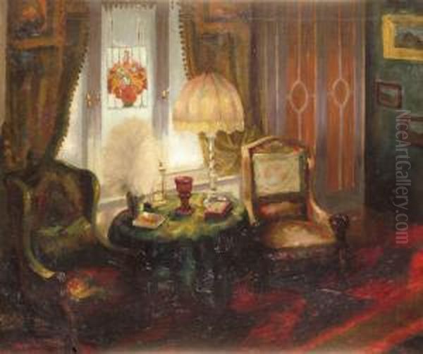 Szobabelso Oil Painting by Sandor Szopos