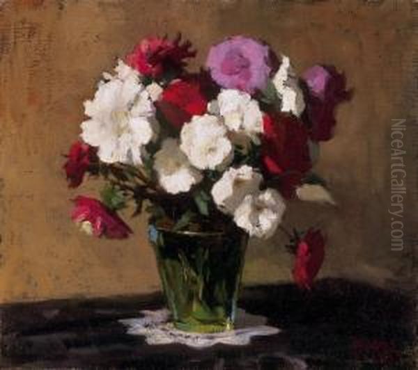 Bunch Of Flower In Autumn Oil Painting by Sandor Szopos