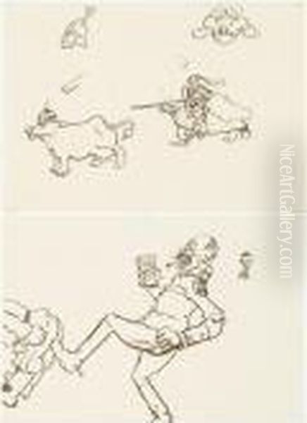 Le Coup De Pied Oil Painting by Arthur Szyk