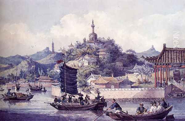 Emperor Of China's Gardens, Imperial Palace, Peking Oil Painting by William Alexander