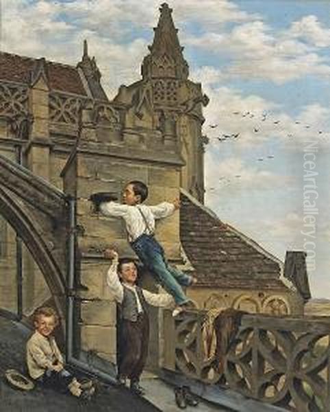 The Nest Robbers Oil Painting by E. Tabary