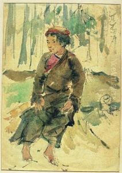 Young Lama Oil Painting by Abanindranath Tagore