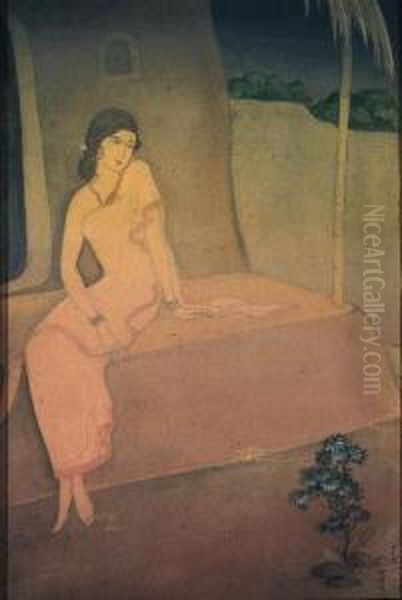Sita In Banishment Oil Painting by Abanindranath Tagore