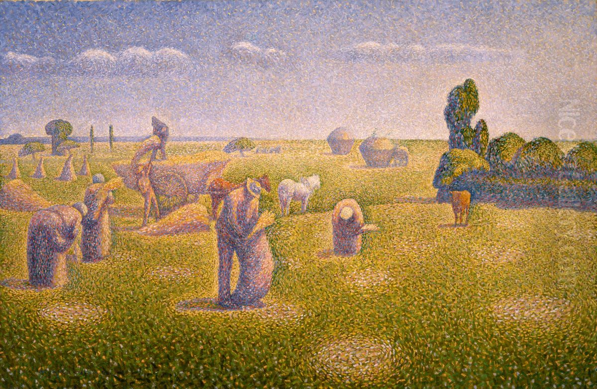 The Harvesters Oil Painting by Charles Angrand