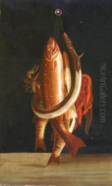 Still Life Of Fish, Eel And Lobster Oil Painting by John Tallman