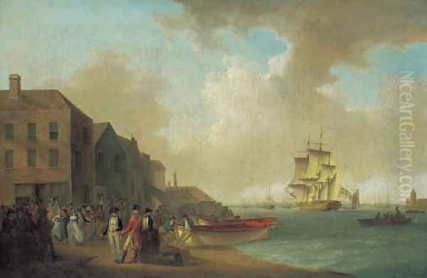 On the foreshore at Gosport, watching a new arrival coming in Oil Painting by William Anderson