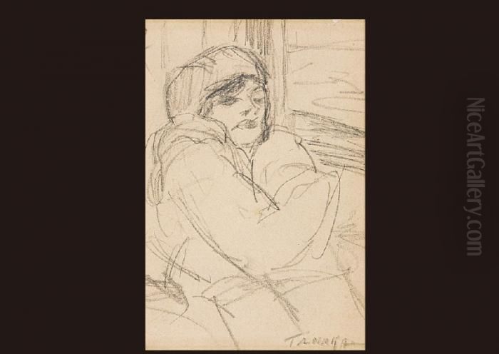 Dessin , 15.1x11.3cm, Signed, *ask For Conditionreport., Framed Oil Painting by Yasushi Tanaka