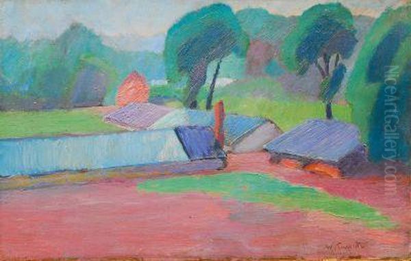 Landschaft Mit Hausern Oil Painting by Walter Tanck