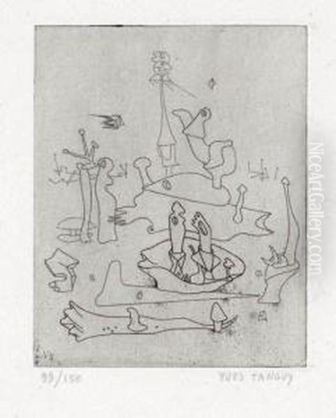 Untitled Oil Painting by Yves Tanguy