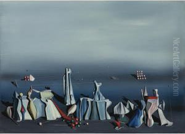 Deux Fois Du Noir Oil Painting by Yves Tanguy