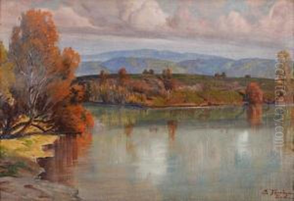 Scorcio Del Fiume Aniene Oil Painting by Edoardo Tani