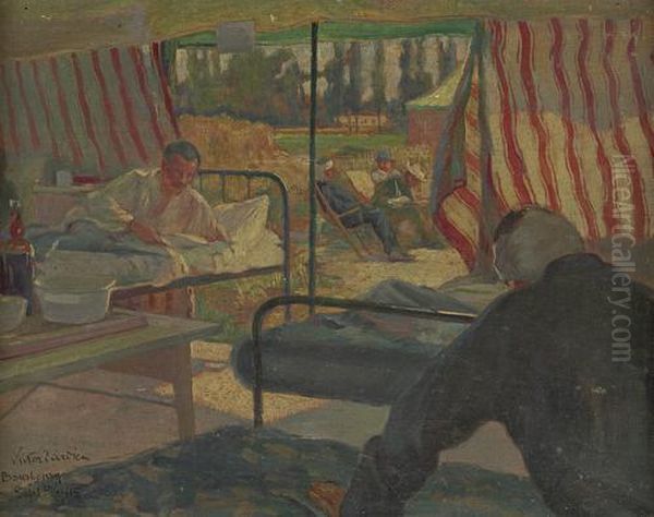 Bourbourg, A Run Of Ten Images Depicting A First World War Field Hospital Oil Painting by Victor Francois Tardieu