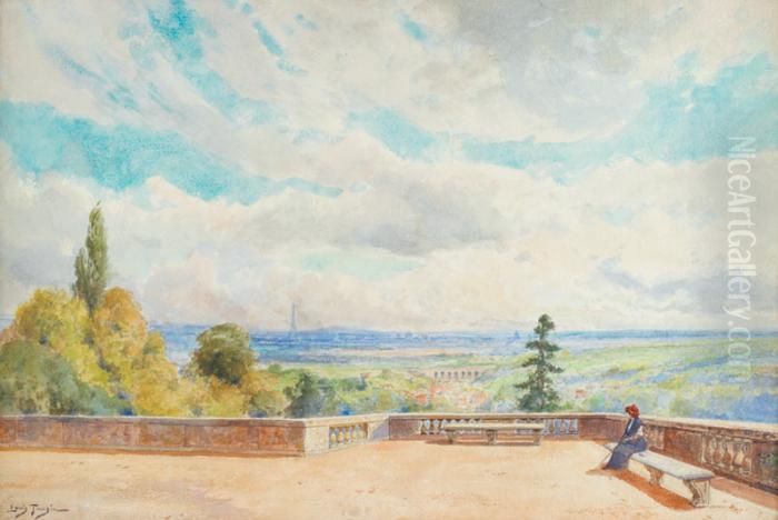 Paris Vu De La Terrasse De Saint Cloud Oil Painting by Louis Tauzin