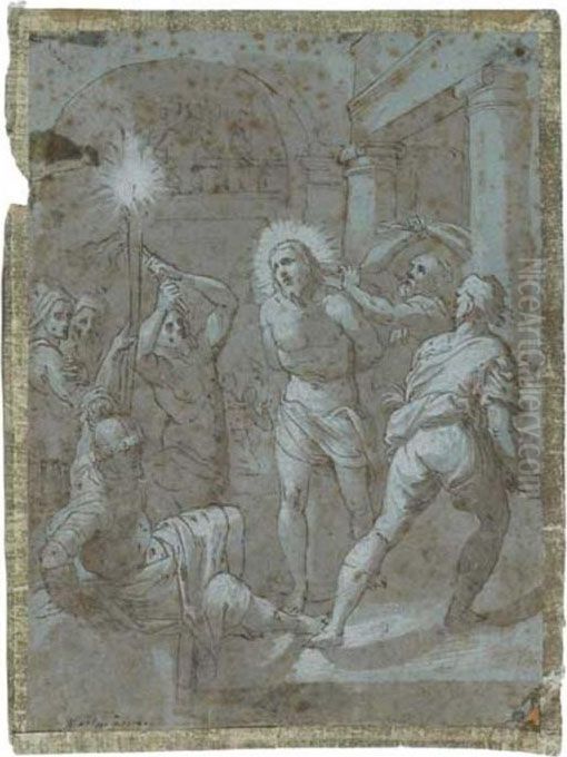 Le Christ Aux Outrages Oil Painting by Lazzaro Tavarone