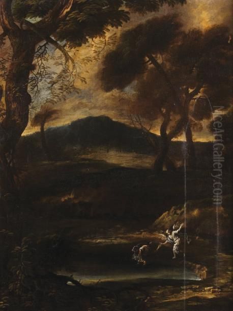 Tobie Et L'ange Oil Painting by Carlo Antonio Tavella, Il Solfarola