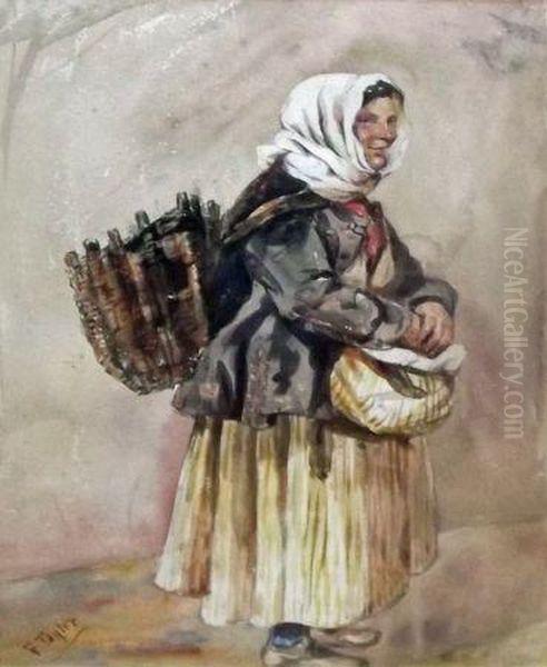 Irish Peasant Woman Oil Painting by John Frederick Tayler
