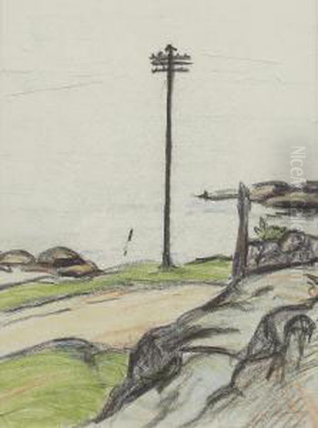 Telegraph Pole, Arran Oil Painting by Ernest Archibald Taylor