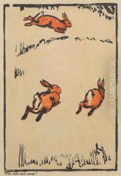 Flirt Tails And Away Oil Painting by Violet H. Evangeline Teague