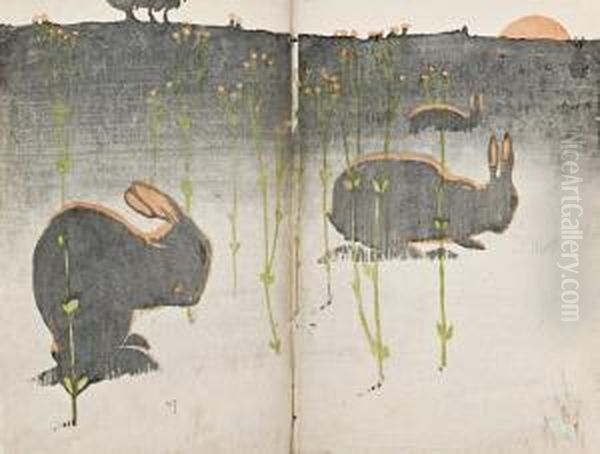 Night Fall In The Ti-tree Oil Painting by Violet H. Evangeline Teague