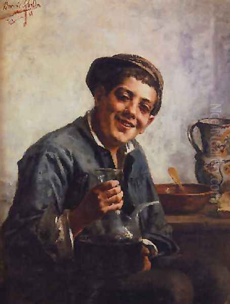 Chico con Porron Oil Painting by Vicente Abella