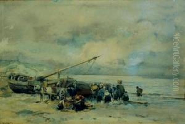 Le Retour Des Pecheurs Oil Painting by Henk Jan Ten Cate