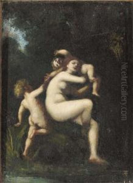 A Nymph With Two Cherubs Oil Painting by Dorothy, nee Tennant Stanley