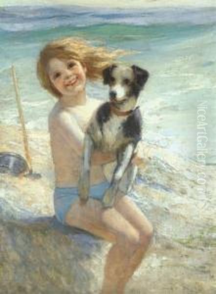 The Young Bather Atetaples Oil Painting by August Ternes