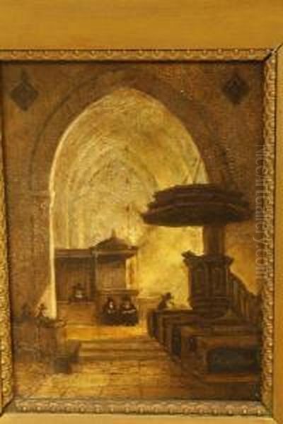 Figuren In Kerkbinnenste Oil Painting by Pierre-Henri-Theodore Tetar van Elven