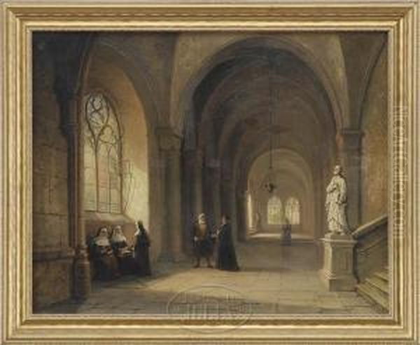 A Visit To The Convent Oil Painting by Pierre-Henri-Theodore Tetar van Elven