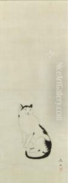 Cat Oil Painting by Mori Tetsuzan