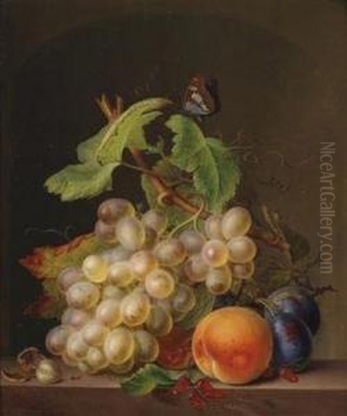 Still Life With Grapes Oil Painting by Ernst Moritz Tettelbach