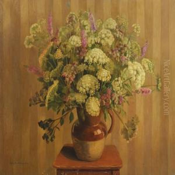 Still Life With Flowers In A Jug Oil Painting by Ella Thalbitzer