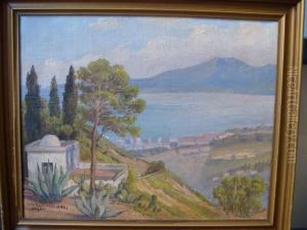 La Baie D'alger Huile Sur Toile Signee En Bas A Gauche Oil Painting by Ella Thalbitzer