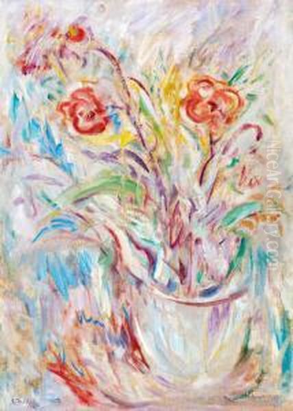 Still Life With Flowers. Oil Painting by Ellen Thesleff