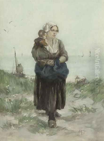 A walk in the dunes Oil Painting by David Adolf Constant Artz