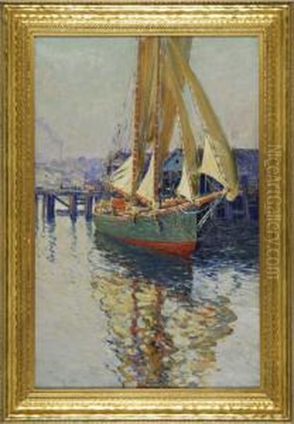 Ship Leaving Port Oil Painting by Anthony Thieme