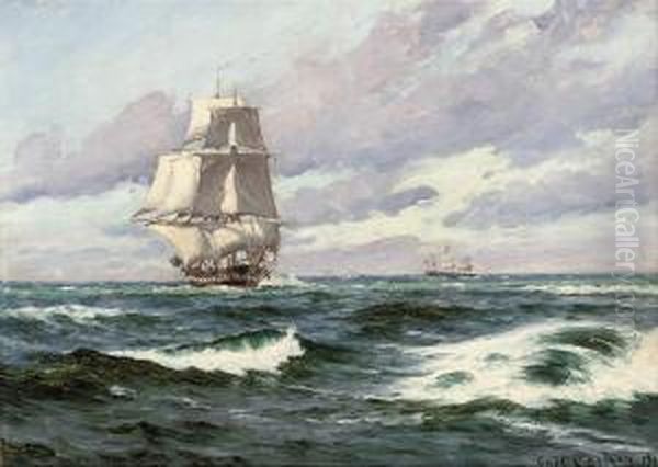 A Trader Running Downwind Oil Painting by Carl Locher