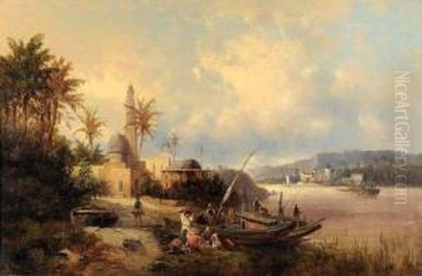 Les Pecheurs Oil Painting by Felix Thomas