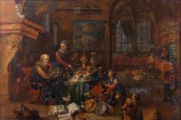 Le Cabinet De Curiosites Oil Painting by Gerard Thomas