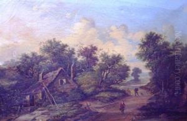 Figures On A Country Road Oil Painting by Thomas, of Pall Mall Butler