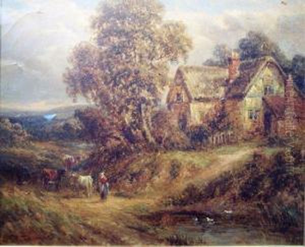 Cattle Driven Past A Cottage Oil Painting by Thomas, of Pall Mall Butler