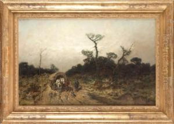 Wozy Na Drodze Oil Painting by Desire Tomassin