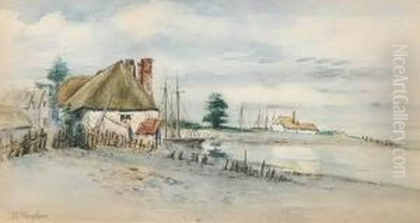 Fishing Village Oil Painting by Nellie Louise Thompson