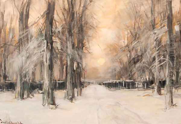 A winter landscape Oil Painting by Louis Apol
