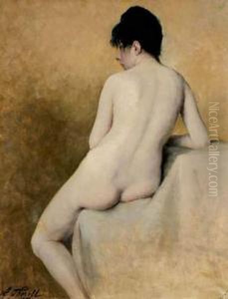 Ecole Suedoise Nu Assis De Dos Oil Painting by Hildegard Katarina Thorell