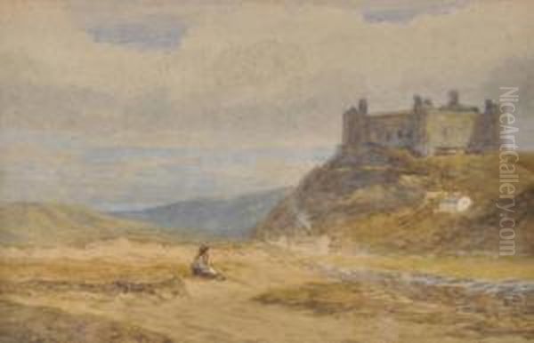 Figure Nearharlech Castle Oil Painting by Charles Thorneley