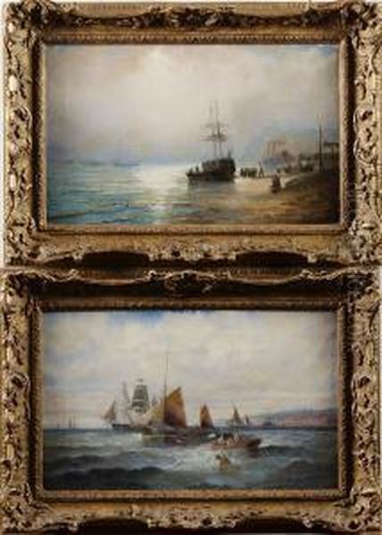 Hamnvyer MedSegelbatar Oil Painting by Charles Thorneley