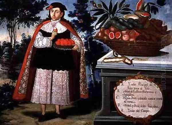 The Indian Chief of Quito in Full Dress Oil Painting by Vicente Alban