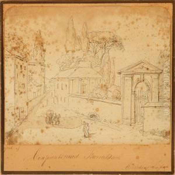 Italian Street Scene Oil Painting by Bertel Thorvaldsen