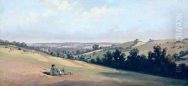 Young Man Reclining on the Downs, c.1833-35 Oil Painting by Theodore Caruelle d' Aligny